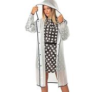 Chubasquero adulto semi-transparente, borde azul. Detalles reflectantes alta visibilidad. Talla M