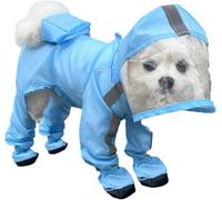 Chubasquero con capucha para perro, impermeable, cobertura completa, traje de lluvia de cuatro patas con zapatos, de secado rápido, chaqueta de lluvia para mascotas para perros pequeños, medianos y