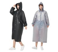 Chubasquero de 2 piezas, impermeable para adultos, poncho con capucha, equipo al aire libre, unisex, reutilizable, ligero, adecuado para camping y senderismo, Negro, 20-30