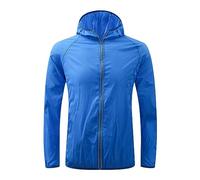 Chubasquero fino impermeable plegable para mujer con capucha, ligero transpirable, poncho de lluvia de viaje, resistente al viento, chaqueta funcional unisex resistente al viento, azul, XL