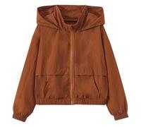 Chubasquero impermeable con capucha para niñas pequeñas, rompevientos ligero, plegable, para verano, resistente a la lluvia, cortavientos para acampar al aire libre, café, 9-10 Years
