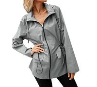 Chubasquero impermeable mujeres con cintura con capucha abrigo jacekt cremallera impermeable abrigo al aire libre chaqueta de montañismo bolsillo sólido chaqueta larga con perro caminando, a, M