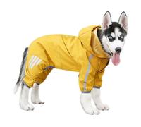 Chubasquero impermeable para mascotas: abrigo reflectante para perros con capucha, poncho de lluvia ligero con 4 patas | Ropa duradera para cachorros al aire libre para razas pequeñas, medianas y