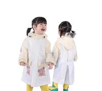 Chubasquero impermeable para niños, chaqueta de manga larga con capucha y botones, resistente al viento, con bolsillos, ligera, reutilizable, color liso, para niños y niñas, color blanco