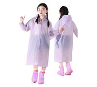Chubasquero impermeable para niños, chaqueta de manga larga con capucha y botones, resistente al viento, con bolsillos, ligero, reutilizable, color sólido, abrigo para niños y niñas