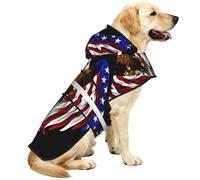 Chubasquero impermeable para perro con diseño de águila patriótica de la bandera de Estados Unidos con capucha, tiras reflectantes y correa ajustable para el vientre, se adapta a perros pequeños a