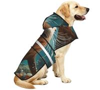 Chubasquero impermeable para perro, con estampado de cachorro en el agua, poncho con capucha, chaqueta reflectante para perro con agujero para arnés, ropa de lluvia ligera para mascotas para perros