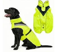 Chubasquero Impermeable para Perro, Tiras Reflectantes y Abertura para Correa - Chaqueta Ligera y Ajustable para Razas Medianas por Lautus Pets - XL, Amarillo