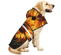 Chubasquero impermeable reflectante con girasol amarillo sobre fondo marrón para perro, abrigo ajustable con capucha para mascotas con agujero para correa, para uso en exteriores