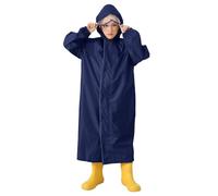 Chubasquero Infantil para niños y niñas: Impermeable y Cortavientos con Mochila y Capucha, Mono Largo de Color Liso. c32