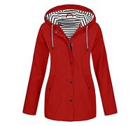 Chubasquero largo para mujer, chaqueta softshell para mujer, impermeable, chaqueta de entretiempo, forrada con rayas, cortavientos, chaqueta de gran tamaño, elegante cortavientos, otoño e invierno