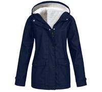 Chubasquero Mujer Deportiva Chaqueta Impermeable Mujer Modes Ultralight con Bolsillo Mangas Largas Chubasquero Casual Fitness con Capucha Raincoat Día De Acción De Gracias Marina de Guerra L