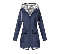 Chubasquero Mujer Gabardina Mujer Abrigo Running Largo Raincoats for Women Abrigos Impermeable Primavera Chubasquero a Prueba De Viento Transpirable Parka Deportivo Encapuchado Marina de Guerra S