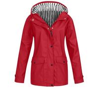 Chubasquero Mujer Impermeable Corto Viaje Talla Grande Chaqueta Cortavientos Running Montaña Ciclismo Moto Ligero Transpirable Abrigo de Lluvia Rayas Moda Gabardina para Aire Libre Acampada Trekking