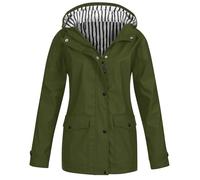 Chubasquero Mujer Impermeable Corto Viaje Talla Grande Chaqueta Cortavientos Running Montaña Ciclismo Moto Ligero Transpirable Abrigo de Lluvia Rayas Moda Gabardina para Aire Libre Acampada Trekking