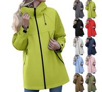 Chubasquero Mujer Impermeable Largo Viaje Talla Grande Moda Chaqueta Cortavientos Running Montaña Ciclismo Moto Ligero Abrigo de Lluvia con Cremallera Gabardina para al Aire Libre Acampada Trekking
