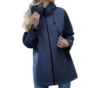 Chubasquero Mujer Impermeable Largo Viaje Talla Grande Moda Chaqueta Cortavientos Running Montaña Ciclismo Moto Ligero Abrigo de Lluvia con Cremallera Gabardina para al Aire Libre Acampada Trekking