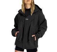 Chubasquero Mujer Impermeable Viaje Talla Grande Moda Chaqueta Cortavientos Running Montaña Ciclismo Moto Ligero Abrigo de Lluvia con Cremallera y Bolsillos Gabardina al Aire Libre Acampada Trekking