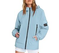 Chubasquero Mujer Impermeable Viaje Talla Grande Moda Chaqueta Cortavientos Running Montaña Ciclismo Moto Ligero Abrigo de Lluvia con Cremallera y Bolsillos Gabardina al Aire Libre Acampada Trekking