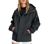 Chubasquero Mujer Impermeable Viaje Talla Grande Moda Chaqueta Cortavientos Running Montaña Ciclismo Moto Ligero Abrigo de Lluvia con Cremallera y Bolsillos Gabardina al Aire Libre Acampada Trekking