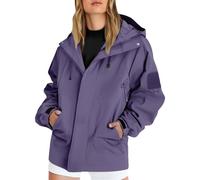 Chubasquero Mujer Impermeable Viaje Talla Grande Moda Chaqueta Cortavientos Running Montaña Ciclismo Moto Ligero Abrigo de Lluvia con Cremallera y Bolsillos Gabardina al Aire Libre Acampada Trekking