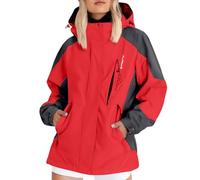Chubasquero Mujer Impermeable Viaje Talla Grande Moda Chaqueta Cortavientos Running Montaña Ciclismo Moto Ligero Abrigo de Lluvia con Cremallera y Bolsillos Gabardina al Aire Libre Acampada Trekking