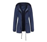 Chubasquero Mujer Mangas Largas Abrigos Impermeables para Mujer Casual Fitness con Bolsillo Deportiva Chubasquero Ultralight Modes Color Puro Raincoat Halloween Marina de Guerra M
