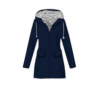 Chubasquero Mujer Mangas Largas Cortavientos Mujer Running Casual Ultralight con Cremallera Deportiva Chubasquero Modes Fitness Color Puro Raincoat Halloween Marina de Guerra L