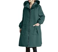 Chubasquero Mujer Viaje Largo Chaqueta Cortaviento Impermeable Largo Con Bolsillos Cortavientos Gabardina Transpirable Poncho Lluvia Ligera Con Cremallera Correr Abrigo De Lluvia Para Running Montaña