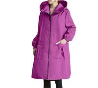 Chubasquero Mujer Viaje Largo Chaqueta Cortaviento Impermeable Largo Con Bolsillos Cortavientos Gabardina Transpirable Poncho Lluvia Ligera Con Cremallera Correr Abrigo De Lluvia Para Running Montaña