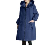 Chubasquero Mujer Viaje Largo Chaqueta Cortaviento Impermeable Largo Con Bolsillos Cortavientos Gabardina Transpirable Poncho Lluvia Ligera Con Cremallera Correr Abrigo De Lluvia Para Running Montaña