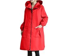 Chubasquero Mujer Viaje Largo Chaqueta Cortaviento Impermeable Largo Con Bolsillos Cortavientos Gabardina Transpirable Poncho Lluvia Ligera Con Cremallera Correr Abrigo De Lluvia Para Running Montaña