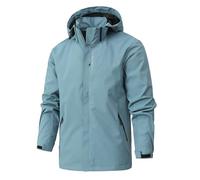 Chubasquero para hombre, impermeable, transpirable, chaqueta de entretiempo con capucha extraíble, talla grande, resistente al viento, para exterior, tiempo libre, invierno, chaqueta funcional con