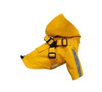 Chubasquero para mascotas, traje impermeable para perros al aire libre, cachorro Bichon frise, impermeable integrado en el pecho y la espalda (amarillo, XS)