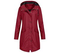 Chubasquero para mujer, color sólido, impermeable, resistente al viento rojo S