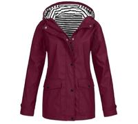 Chubasquero para mujer, impermeable, chaqueta de senderismo para mujer, chaqueta ligera de entretiempo, tallas grandes, chaqueta para exteriores, forrada con rayas, chaqueta softshell de corte regular