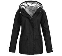 Chubasquero para mujer, impermeable, chaqueta de senderismo para mujer, chaqueta ligera de entretiempo, tallas grandes, chaqueta para exteriores, forrada con rayas, chaqueta softshell de corte regular