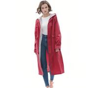 Chubasquero para mujer, impermeable, con forro largo, con capucha, impermeable, para camping, ciclismo, senderismo, ciclismo, abrigo de entretiempo, O Sandía Rojo, S