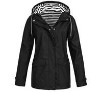 Chubasquero para mujer, impermeable, transpirable, cortavientos, de entretiempo, forrado con capucha a rayas, transpirable, resistente a desgarros, primavera, otoño, parka ligera con cremallera,