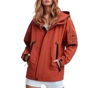 Chubasquero para mujer, ligero, cortavientos, holgado, para senderismo, con capucha, talla grande, rojo, M