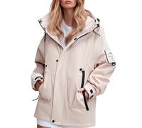 Chubasquero para mujer, ligero, cortavientos, holgado, para senderismo, con capucha, talla grande, Rosa., L