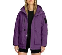 Chubasquero para mujer, para exterior, talla grande, resistente al viento, suelto, impermeable, de satén, morado, 3XL