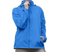 Chubasquero para mujer, resistente al agua, transpirable, cortavientos, chaqueta para exteriores, con capucha, monocolor, cremallera completa, chaqueta ligera, chaqueta cortavientos, chaqueta de