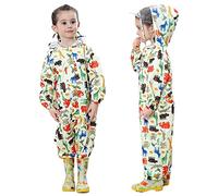 Chubasquero para Niños Mono Impermeable Traje de Lluvia Encapuchado Bebé Chaquetas de lluvia Poncho, Amarillo 1-3 Años
