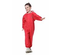Chubasquero para Niños Mono Impermeable Traje de Lluvia Encapuchado Niñas Chaquetas de lluvia Poncho con Tira Reflectante, Rojo 4-5 Años