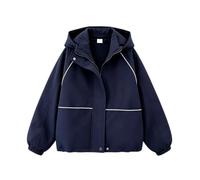Chubasquero para niños para niña, resistente al agua, cortavientos, chaquetas ligeras, azul marino, 130