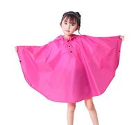 Chubasquero para niños y niñas, poncho de lluvia con cordón y capucha, resistente al viento, impermeable, reutilizable, chaqueta ligera para exteriores, ropa infantil para la escuela, color rosa