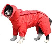 Chubasquero para Perros con Capucha Extraíble, Abrigos Ajustables para Perros a Prueba Agua con Patas Chaqueta Lluvia con Capucha Cuello de Agujero al Aire Libre Jumpsuit ( Color : Red , Size : 30 )