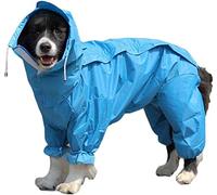 Chubasquero para Perros con Capucha Extraíble, Abrigos Ajustables para Perros a Prueba Agua con Patas Chaqueta Lluvia con Capucha Cuello de Agujero al Aire Libre Jumpsuit ( Color : Blue , Size : 24 )