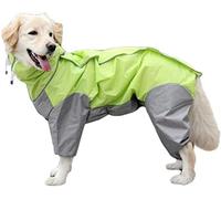 Chubasquero para Perros con Capucha Extraíble, Abrigos Ajustables para Perros a Prueba Agua con Patas Chaqueta Lluvia con Capucha Cuello de Agujero al Aire Libre Jumpsuit ( Color : Green , Size : 16 )
